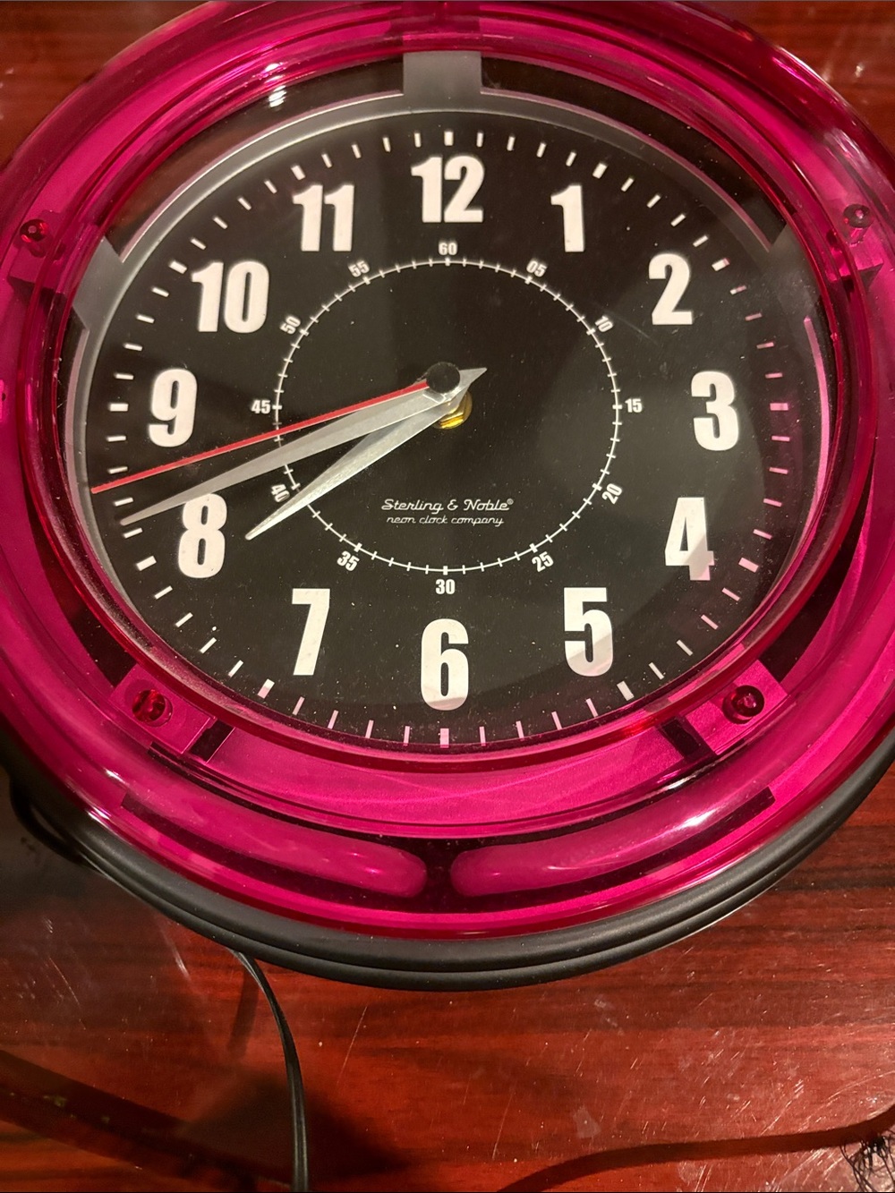 Sterling & Noble Hot Pink Retro Wall Clock with Black Face